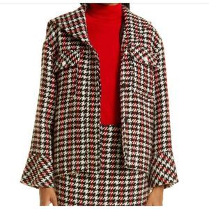 Baum Und‎ Pferdgarten Blazer Jacket Women's 8 Houndstooth Plaid Check Pearl New
